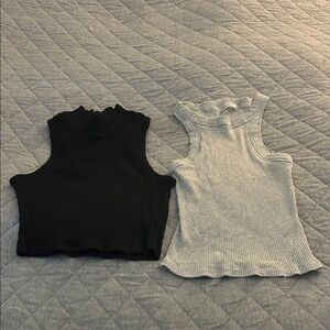 Forever 21 Black and Gray Ribbed Tank Tops